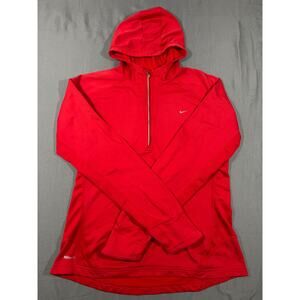 Nike Dri Fit Hoodie Youth Large Red 1/4 Zip Pullover Athletic